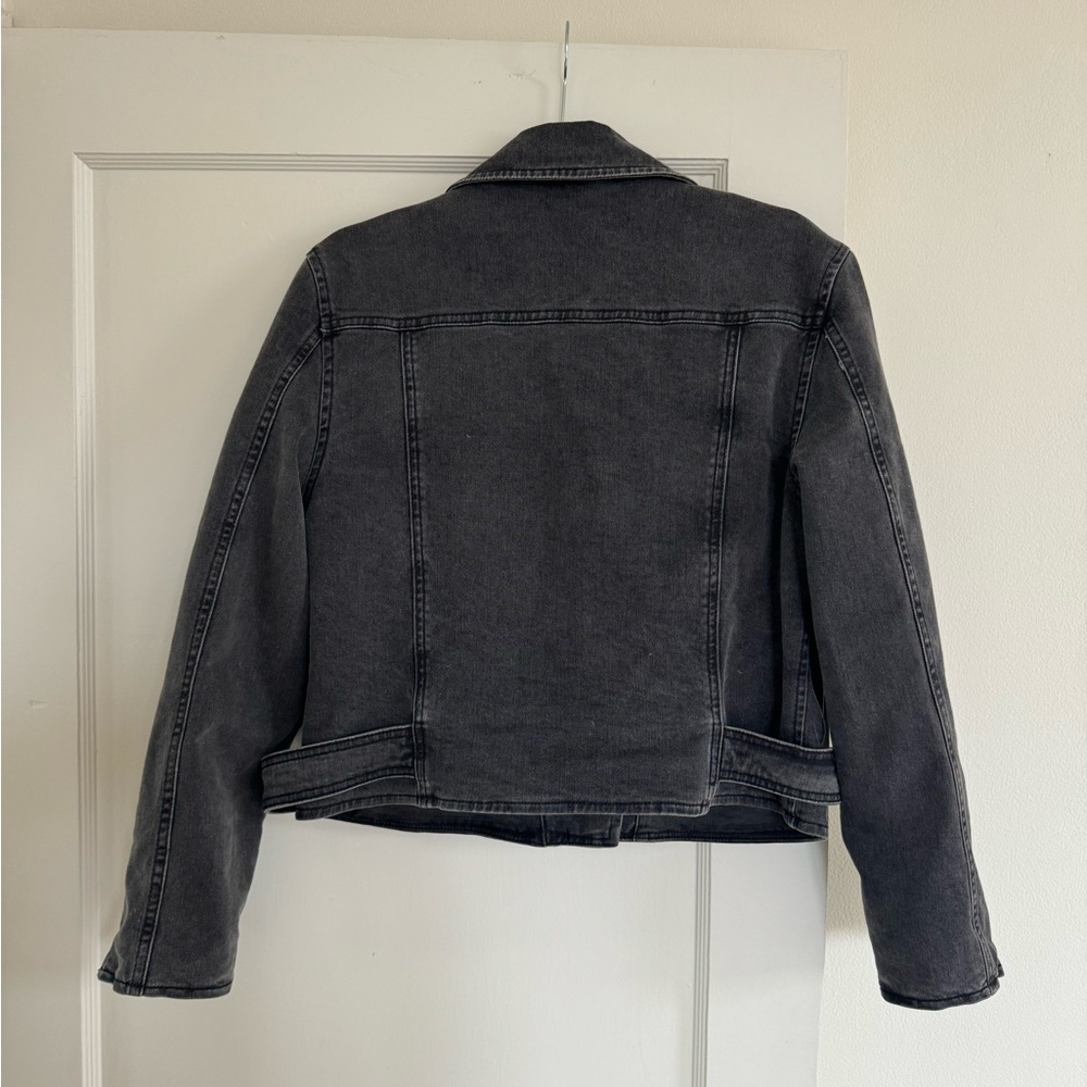 AllSaints Charcoal Gray Denim Biker Jacket - Picture 5 of 6